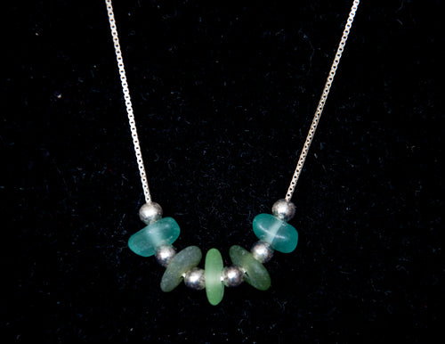 Green and Blue Sea Glass Necklace