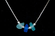 Light and Dark Blue Sea Glass Necklace
