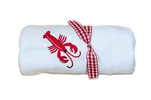 Baby Blanket Embroidered with Lobster